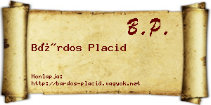 Bárdos Placid névjegykártya